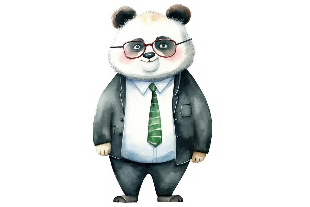 Panda businessperson glasses cartoon adult. AI generated Image by rawpixel.