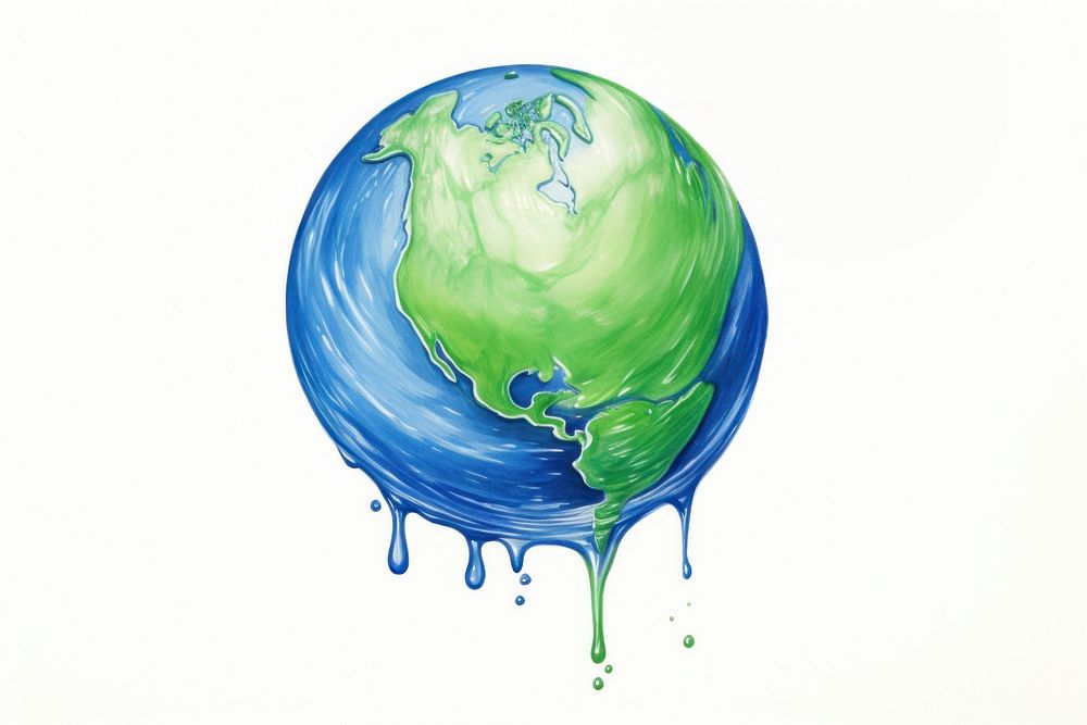 Melting globe planet blue creativity. AI generated Image by rawpixel.