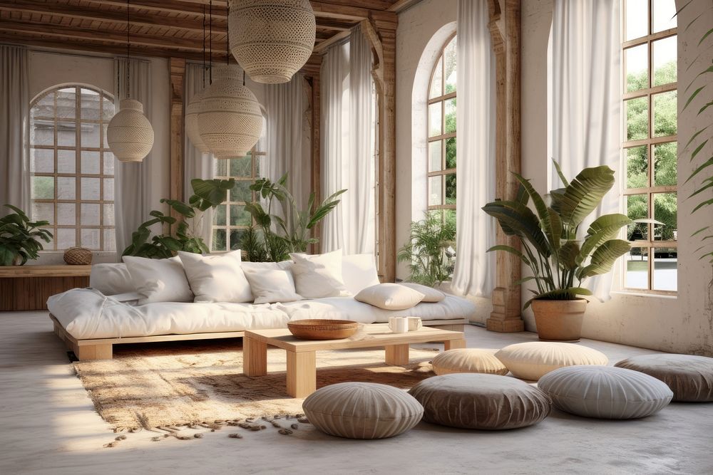 Interior design boho style architecture furniture building. AI generated Image by rawpixel.