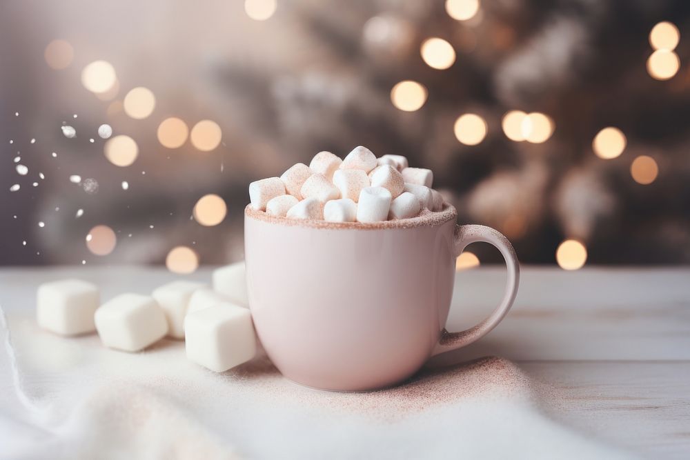 Hot chocolate marshmallow christmas dessert drink. AI generated Image by rawpixel.