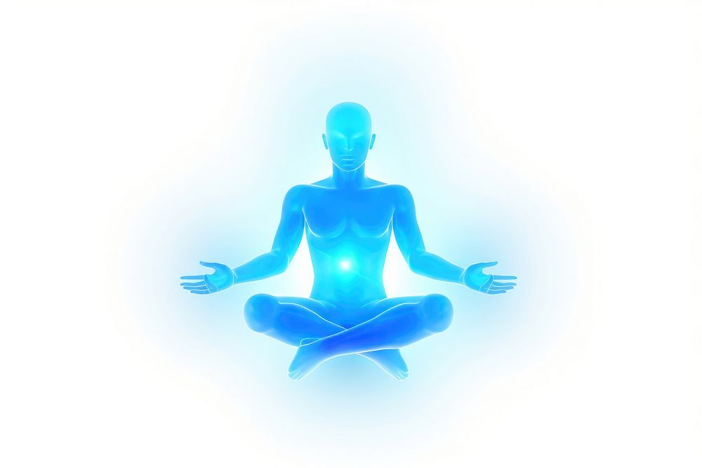 Blue aura human shape sports adult yoga. AI generated Image by rawpixel.
