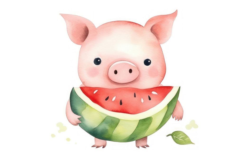 Cute pig holding vegetable cartoon mammal food. AI generated Image by rawpixel.