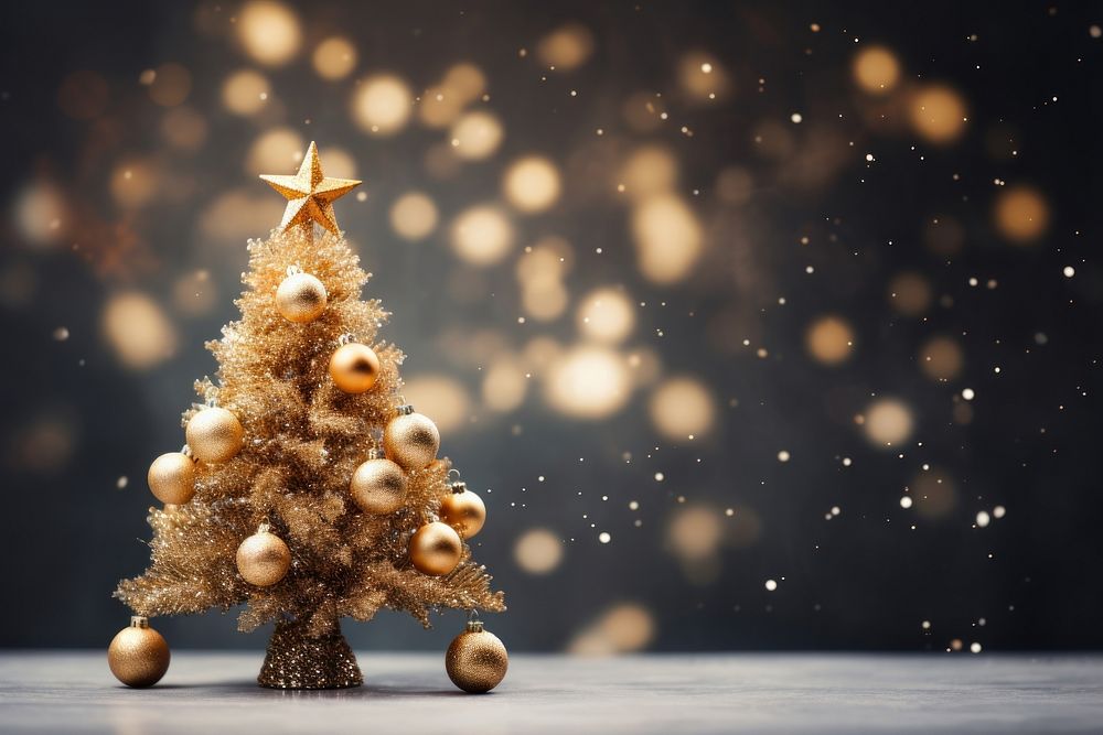 Christmas shiny tree gold. AI generated Image by rawpixel.