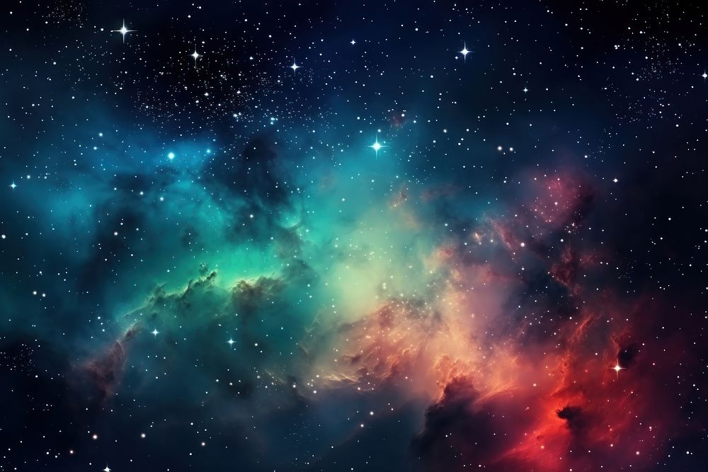 Abstract red blue green cosmos cloud galaxy backgrounds astronomy universe. AI generated Image by rawpixel.