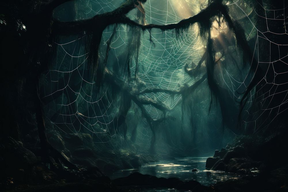 Spider webs outdoors fantasy nature. AI generated Image by rawpixel.