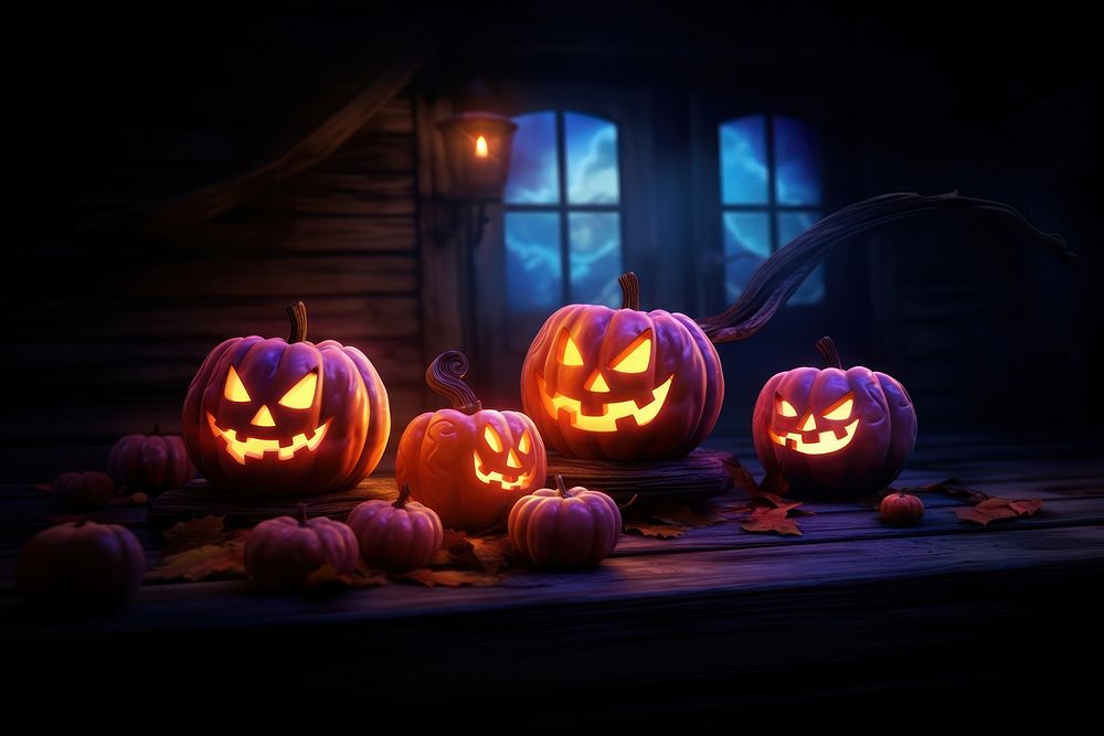 Halloween glowing lantern night. AI generated Image by rawpixel.