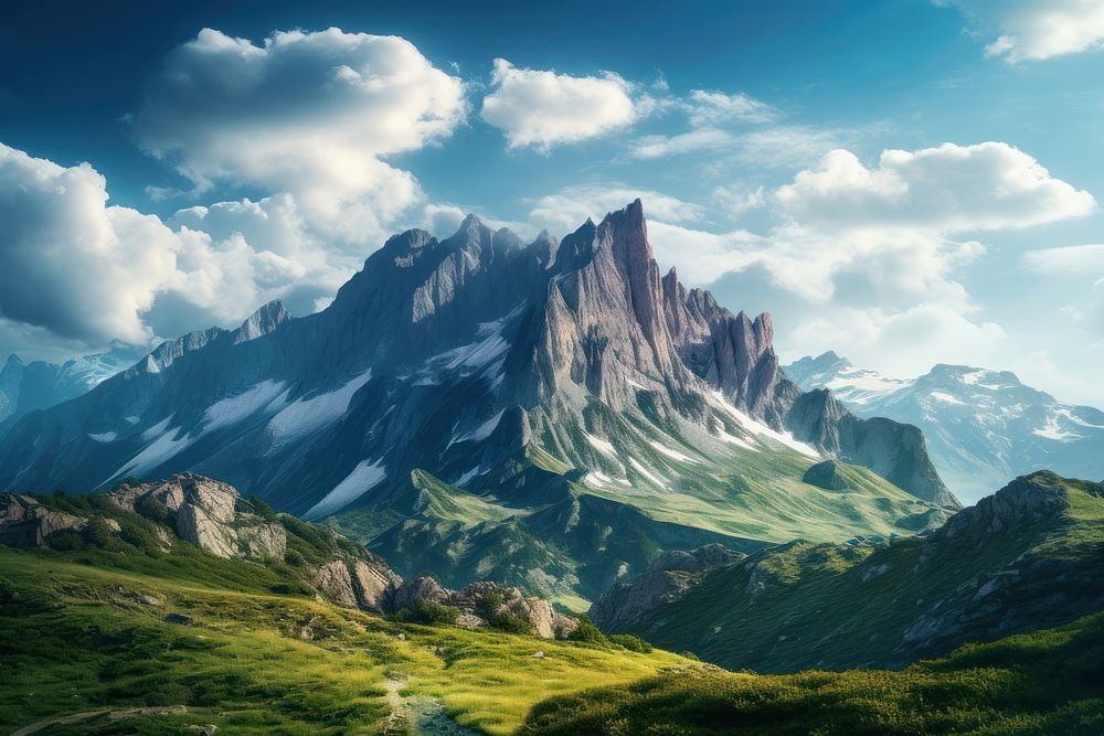 Mount olympus landscape panoramic mountain. AI generated Image by rawpixel.