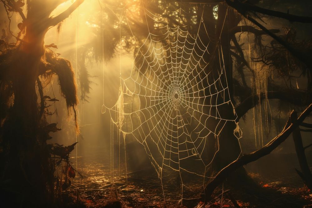 Spider web outdoors nature forest. AI generated Image by rawpixel.