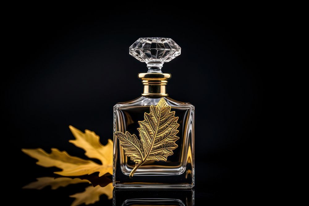 Perfume bottle leaf lighting. AI generated Image by rawpixel.