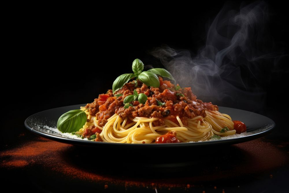 Pasta spaghetti plate smoke. AI generated Image by rawpixel.