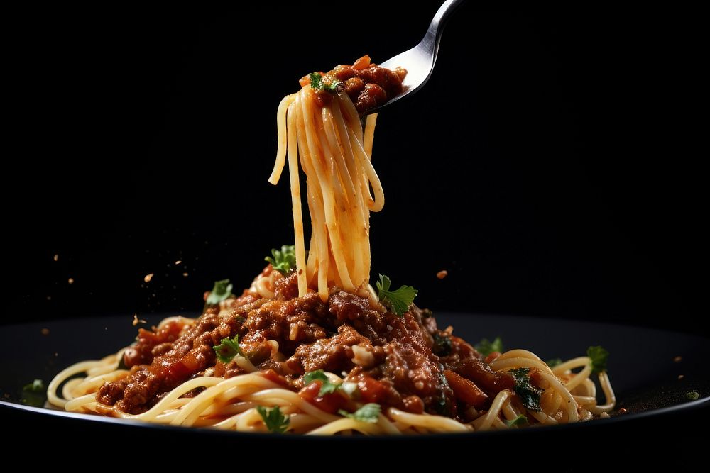 Pasta spaghetti food black background. AI generated Image by rawpixel.