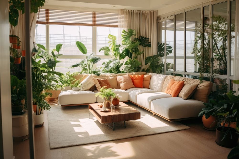 Modern boho style modern condominium room decorated plant architecture furniture. AI generated Image by rawpixel.