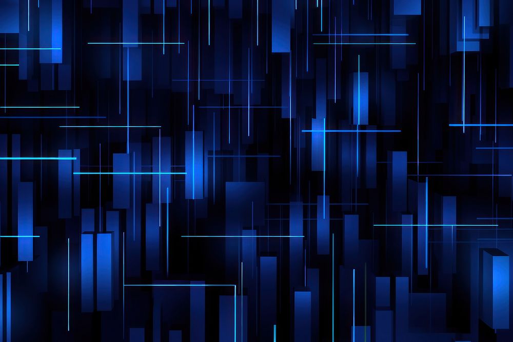 Abstract square blue lines pattern backgrounds architecture illuminated. AI generated Image by rawpixel.