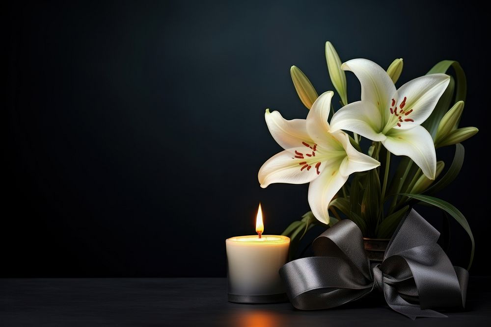 Flower candle burning ribbon. AI generated Image by rawpixel.