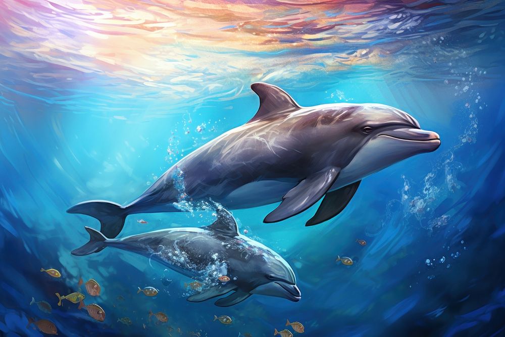 Dolphins swimming together dolphin animal | Free Photo Illustration ...