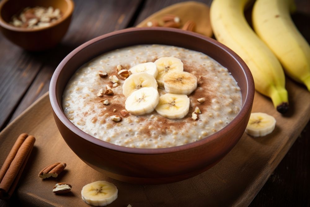Banana breakfast oatmeal food. AI generated Image by rawpixel.