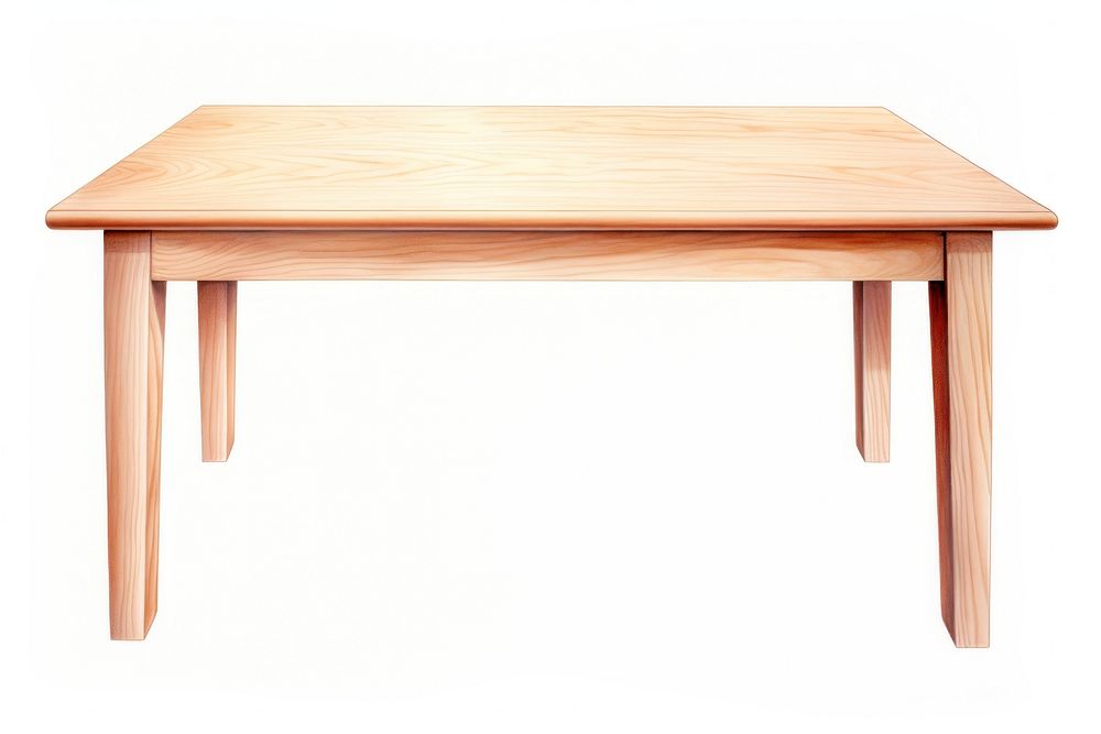 Wood table furniture desk white background. 