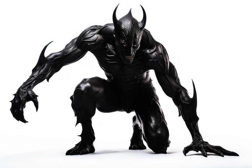 Black demon devil adult white background bodybuilder. AI generated Image by rawpixel.