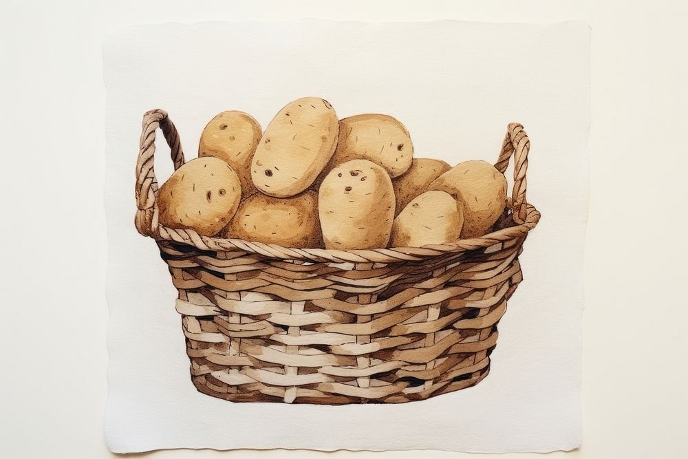 Potatoes busket basket food representation. AI generated Image by rawpixel.