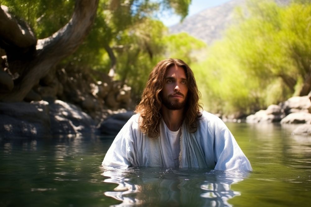 Jesus Christ Portrait Outdoors Nature. 