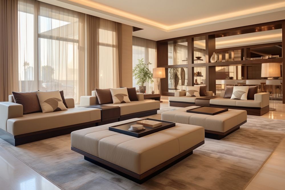 Luxurious spacious living room architecture furniture building. AI generated Image by rawpixel.