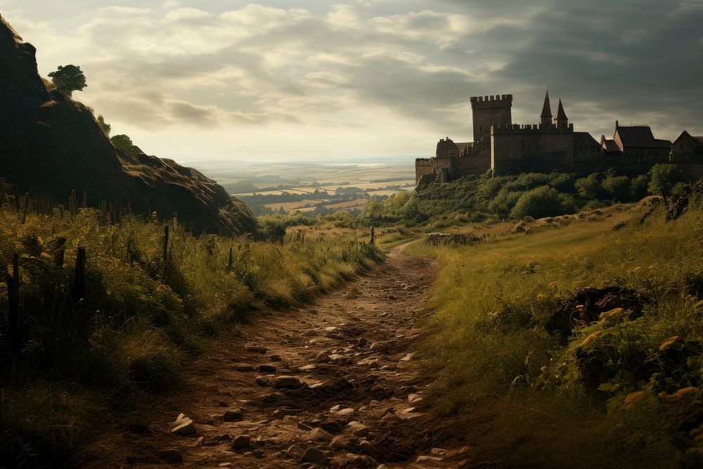 Medieval empty landscape architecture medieval outdoors. AI generated Image by rawpixel.
