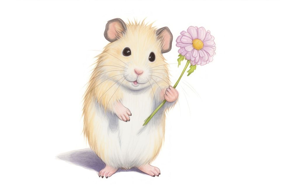 Hamster holding flower rat rodent animal. AI generated Image by rawpixel.