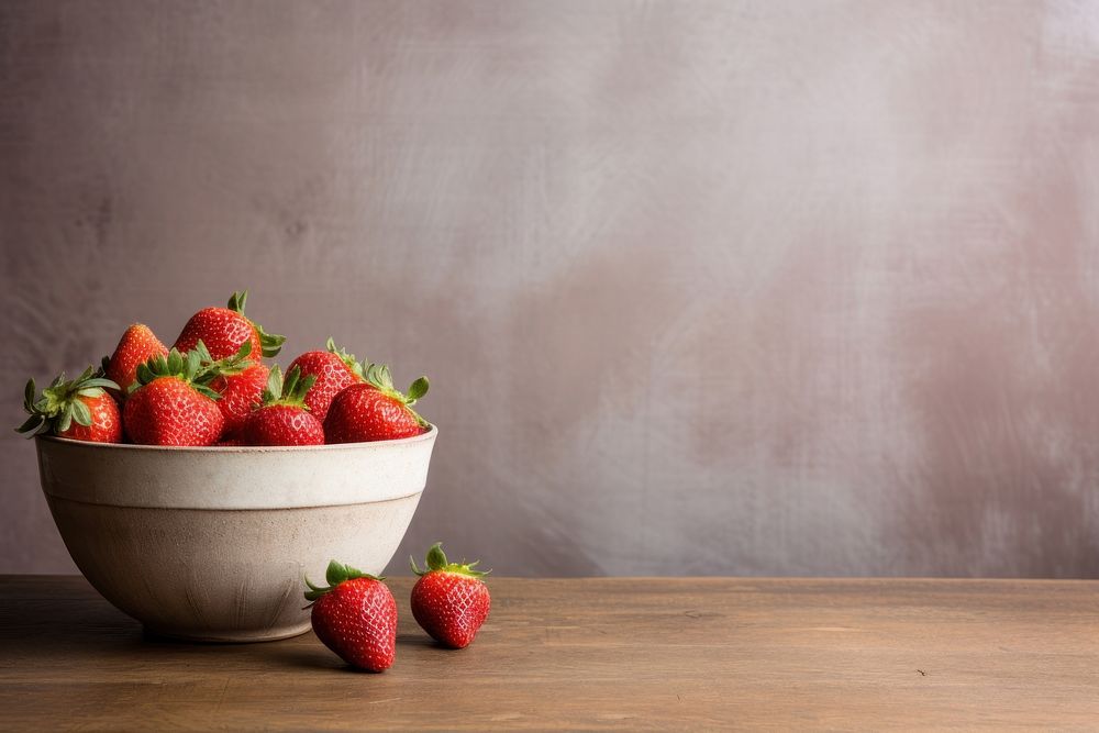 Ceramic bowl background strawberry fruit. AI generated Image by rawpixel.