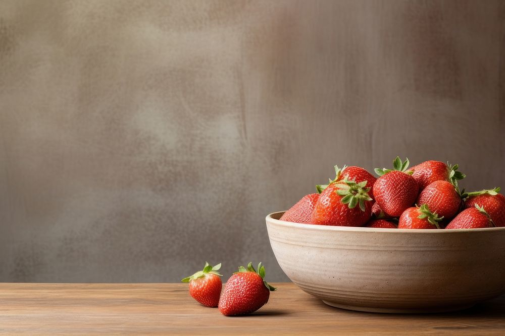 Ceramic bowl background strawberry berries. 