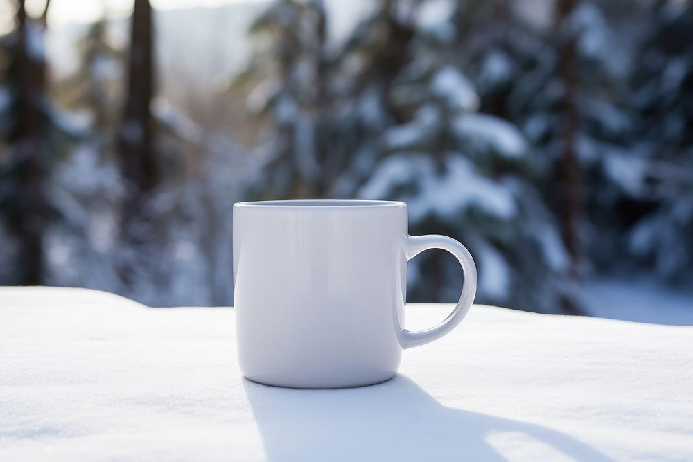 White mug tableware outdoors winter. AI generated Image by rawpixel.
