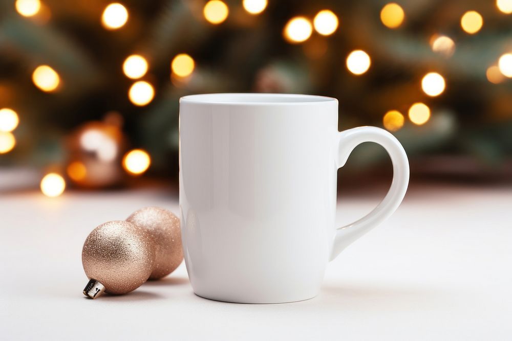 White Christmas Coffee Cup Mockup PSD