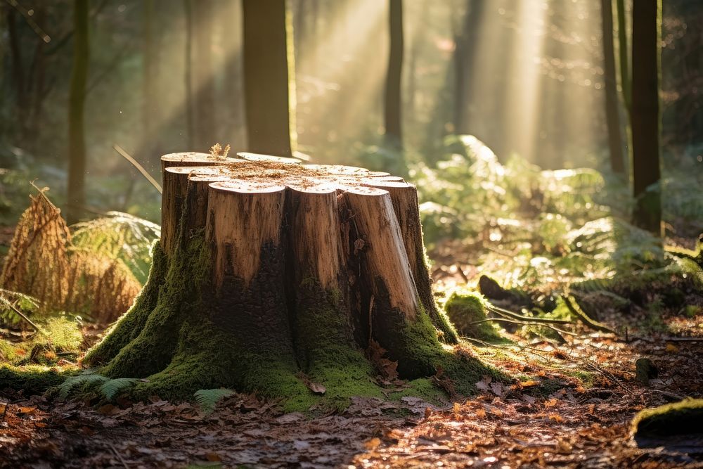 Tree stump woodland plant day. AI generated Image by rawpixel.