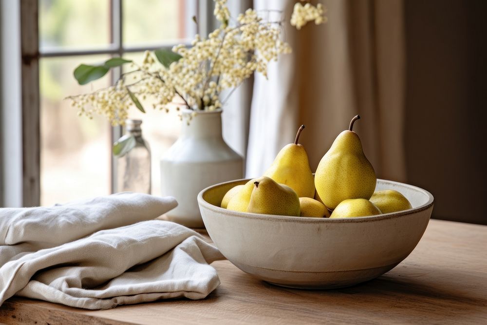 Ceramic bowl background pear tableware. AI generated Image by rawpixel.