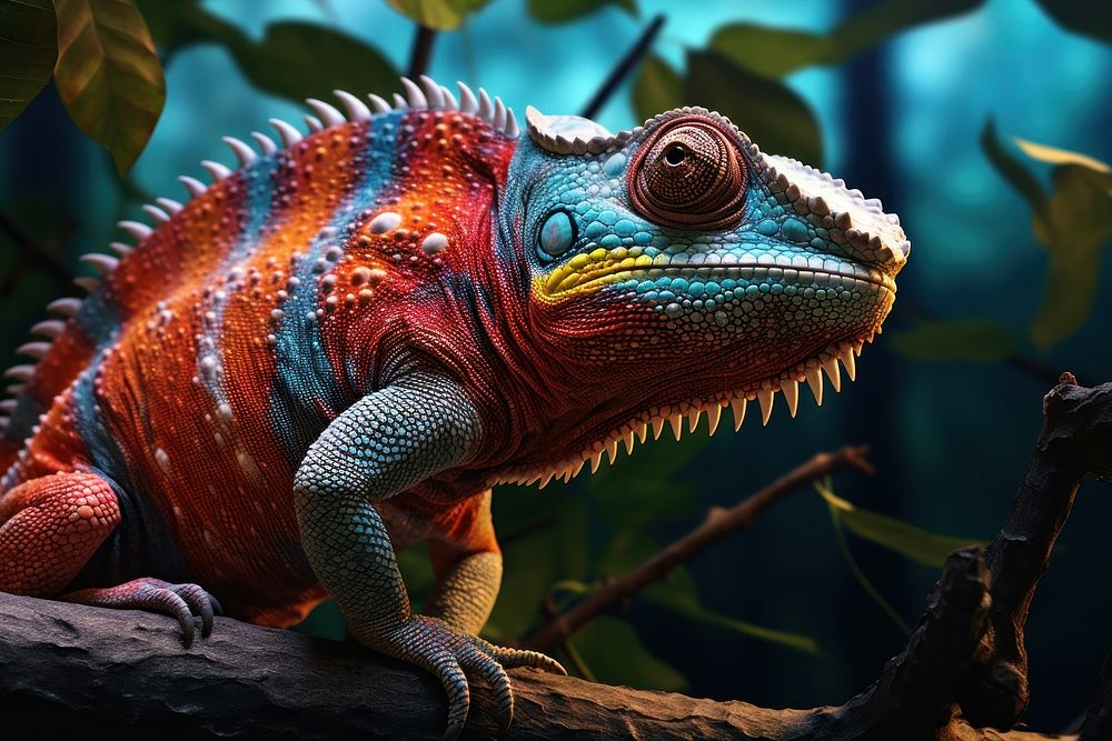 Colorful chamelon reptile chameleon animal. 