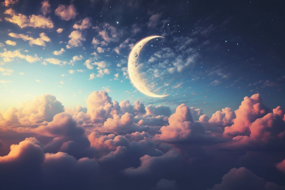 Cloud sky astronomy crescent. AI generated Image by rawpixel.