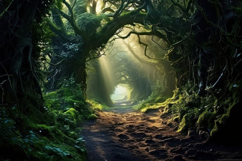 Mystical forest woodland outdoors nature. 
