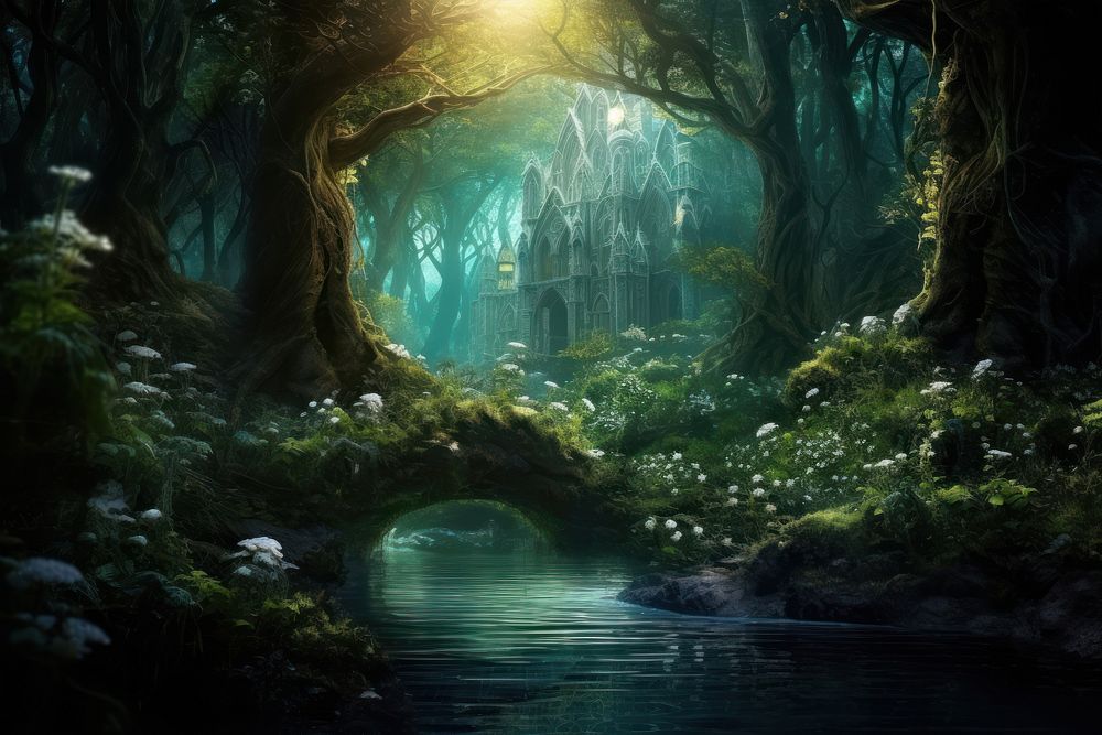 Magical forest woodland outdoors fantasy. 
