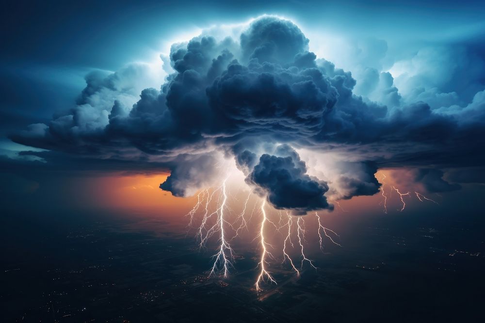 Lightning thunderstorm outdoors nature. 