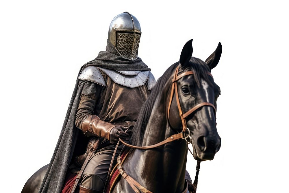 Knight horse medieval helmet. AI generated Image by rawpixel.