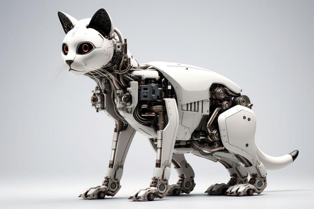 Minimal cat robot transportation futuristic technology. AI generated Image by rawpixel.