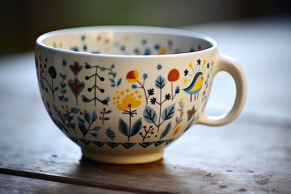 Folk art tea cup Nordic tableware. AI generated Image by rawpixel.