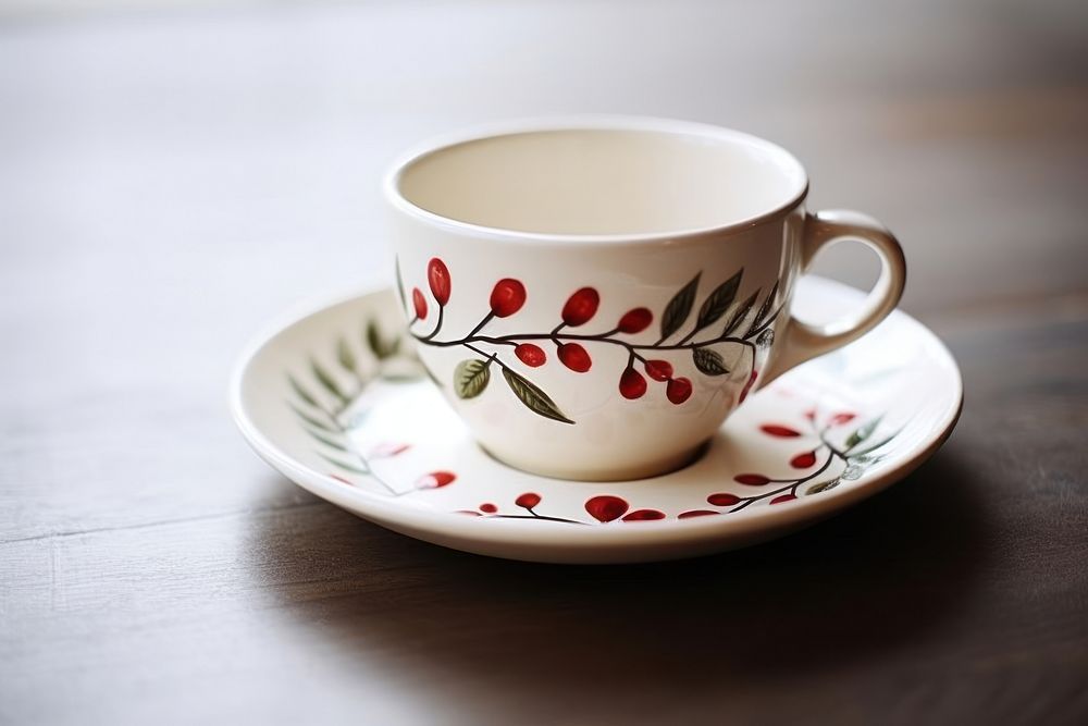 Folk art tea cup Nordic tableware. AI generated Image by rawpixel.