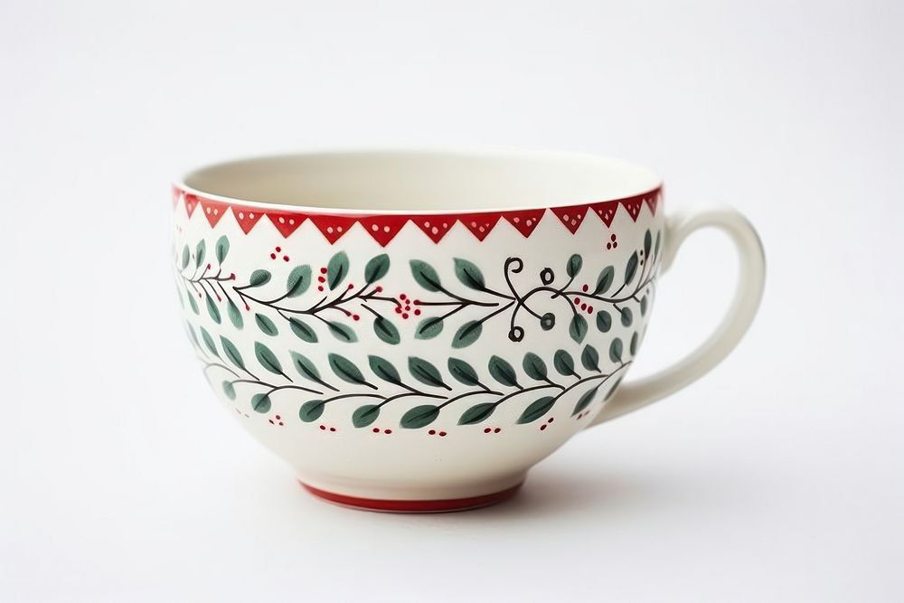 Folk art tea cup Nordic porcelain. 