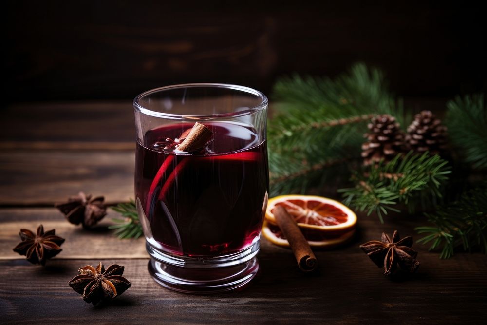 Christmas drink food wood refreshment. AI generated Image by rawpixel.