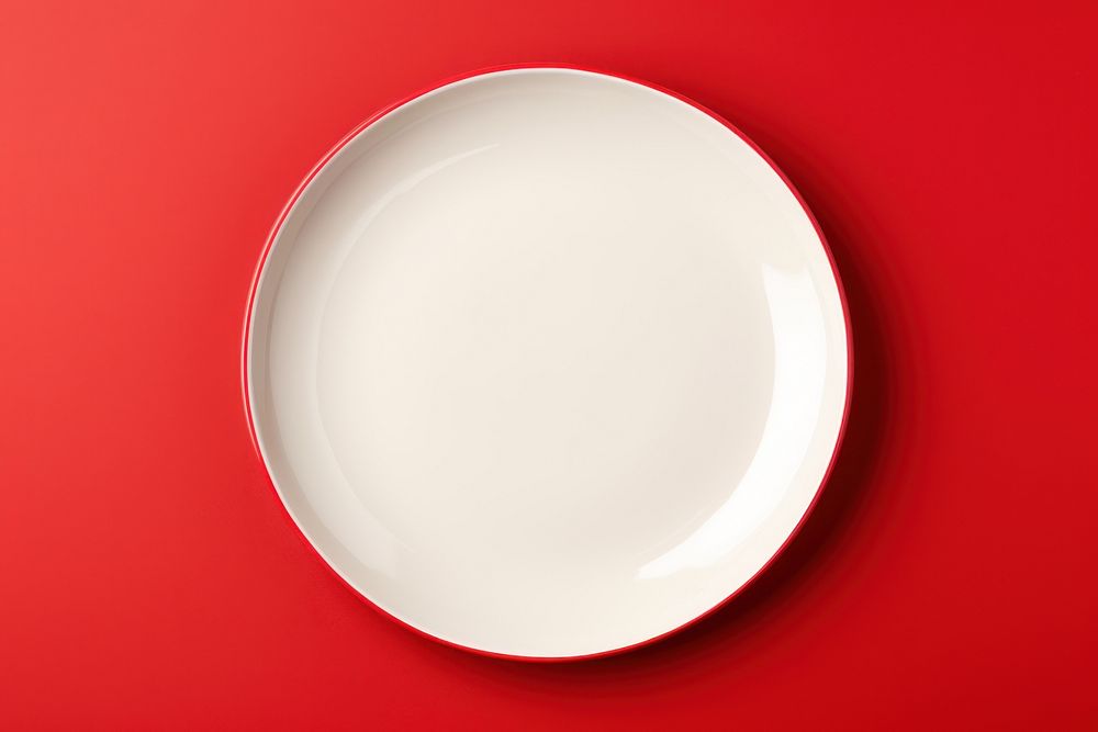 Red plate mockup tableware porcelain. AI generated Image by rawpixel.