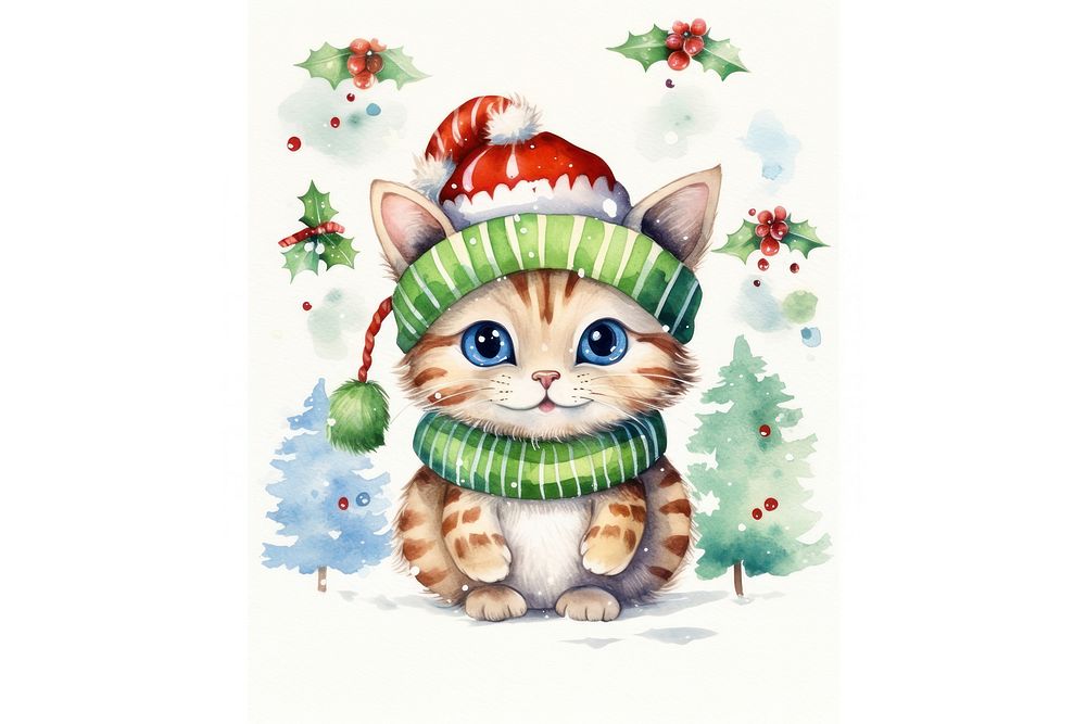 Christmas mammal pet cat. AI generated Image by rawpixel.