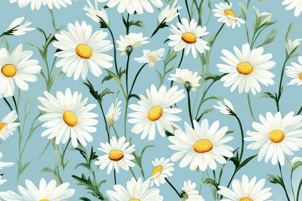 Cute daisy pattern wallpaper flower. AI generated Image by rawpixel.