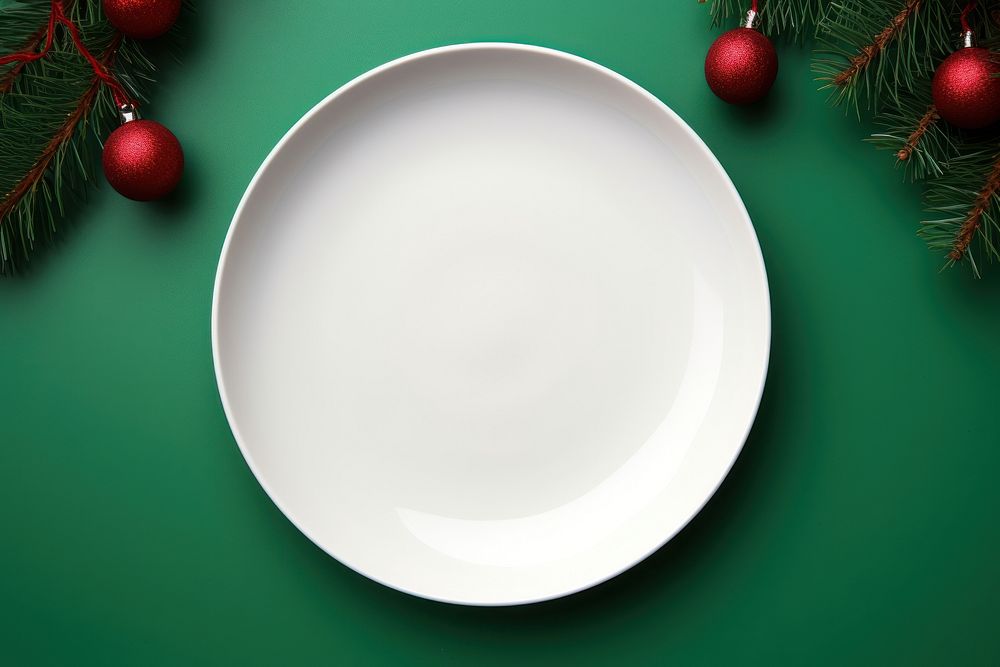 Plate mockup white Christmas christmas. AI generated Image by rawpixel.
