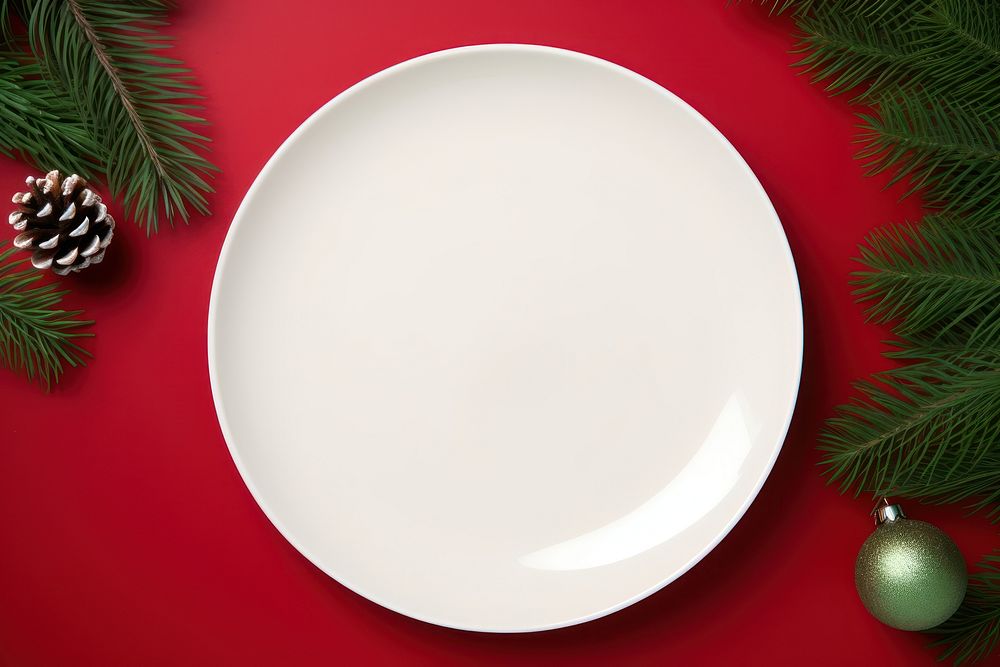 White plate mockup Christmas christmas. 