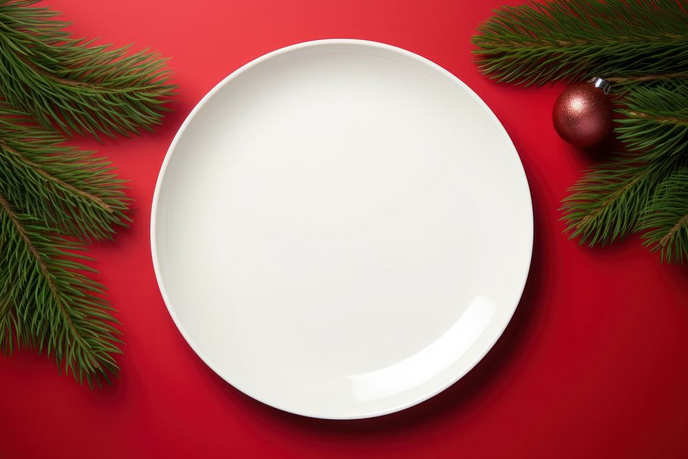 Plate mockup white Christmas christmas. AI generated Image by rawpixel.